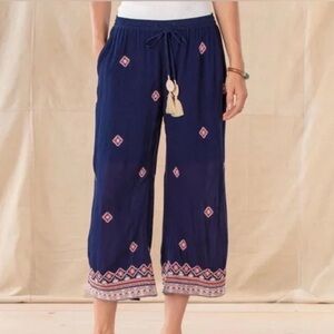 SUNDANCE XXL NAVY EMBROIDERED DROP PANTS NWT WOMEN’S 2x plus #745